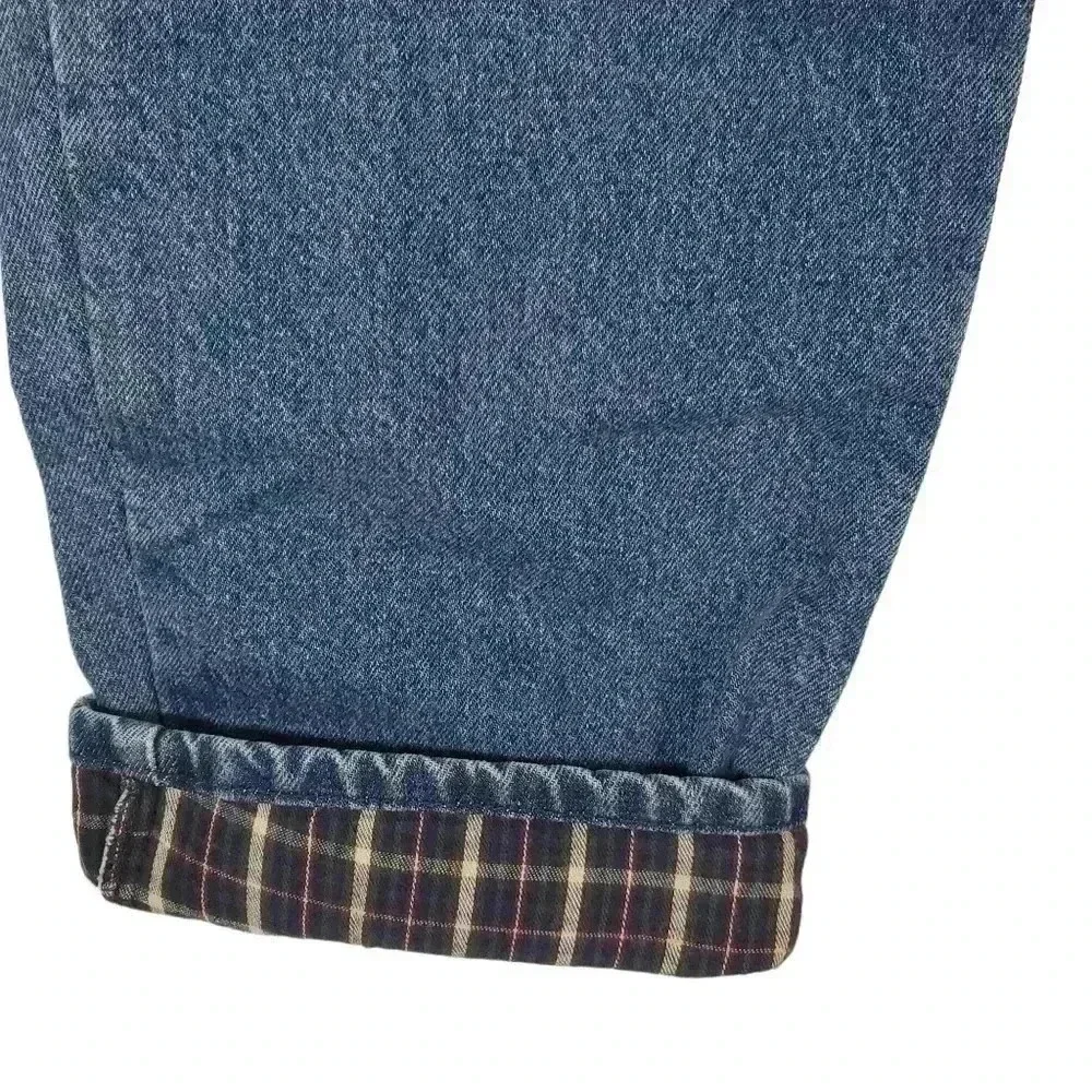 LL Bean Comfort Waist Flannel Blue Jeans Sz 36x29